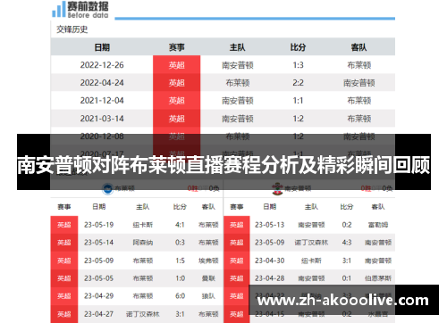 南安普顿对阵布莱顿直播赛程分析及精彩瞬间回顾